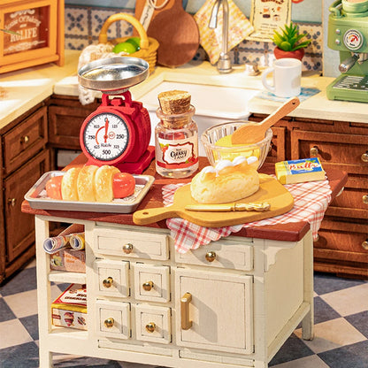 Robotime Rolife Baking Kitchen DIY Miniature Dollhouse Kit Crafts Hobbies Amazing Gift for Women Children DG172